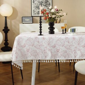 Custom Logo Pink Tropical Tablecloth - Bulk Order for Beach Clubs