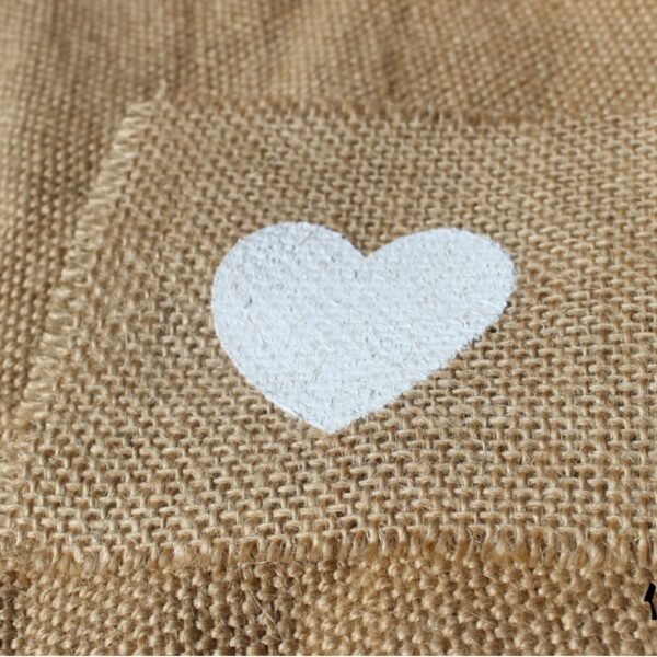 Burlap Fabric Squares with Heart Print (2) DIY Burlap Fabric Squares with Heart Print