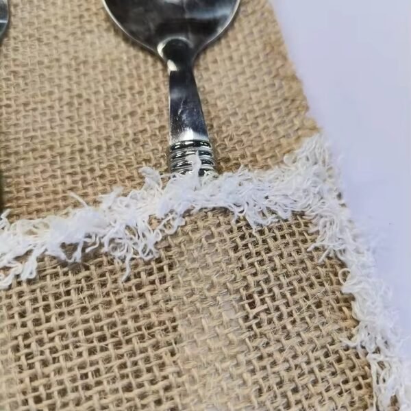 Burlap Lace Silverware Holder for Wedding Table Decor - 11x21cm