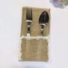 Burlap Lace Silverware Holder 11x21cm for Table Decor