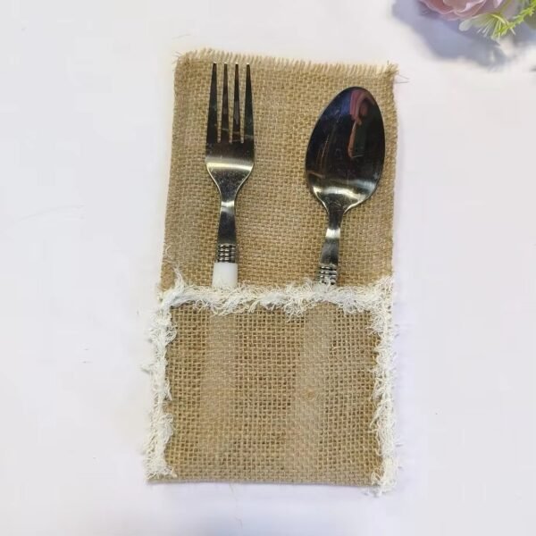 Burlap Lace Silverware Holder 11x21cm for Table Decor
