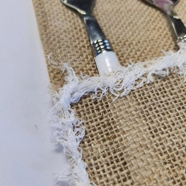 Burlap Lace Silverware Holder 11x21cm for Table Decor