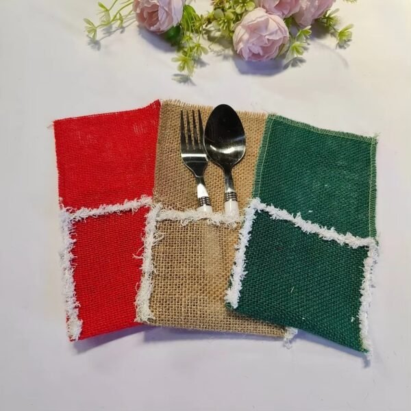 Burlap Lace Silverware Holder 11x21cm for Table Decor