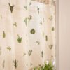 Cactus Embroidery Linen Café Curtain (4) cactus embroidery linen café curtain rustic farmhouse kitchen valance