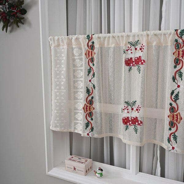 Christmas stocking embroidered white organza curtains
