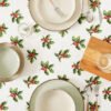 Christmas printed waterproof polyester tablecloth 140x180cm with floral design