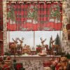 Christmas Red Car Print Café Curtain (1) red car Christmas print café curtain holiday polyester short window valance