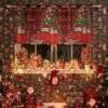 Christmas Red Car Print Café Curtain (2) red car Christmas print café curtain holiday polyester short window valance