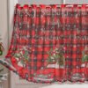 Christmas Red Car Print Café Curtain (4) red car Christmas print café curtain holiday polyester short window valance