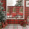 Christmas Red Car Print Café Curtain (5) red car Christmas print café curtain holiday polyester short window valance