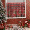 Christmas Red Car Print Café Curtain (6) red car Christmas print café curtain holiday polyester short window valance