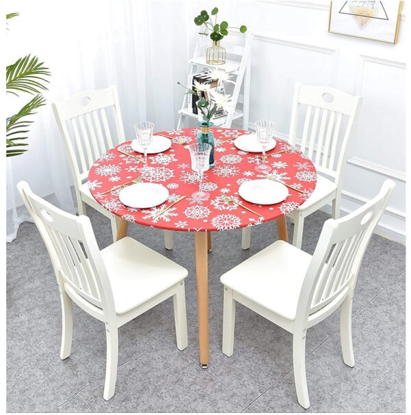 Christmas snowflake printed round elastic PVC table cover