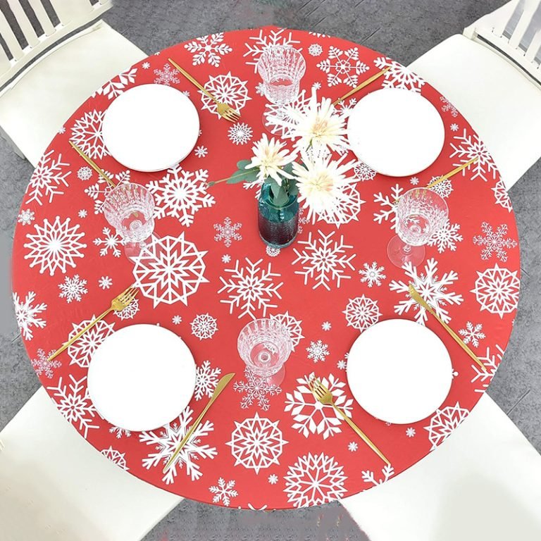 Christmas snowflake printed round elastic PVC table cover