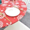 Christmas Snowflake Printed Round Elastic Table Cover