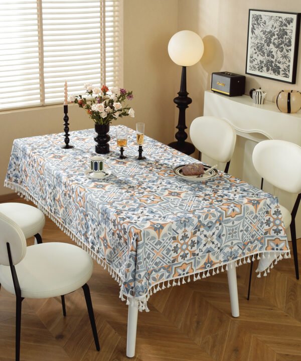 Blue & White Mediterranean Tablecloth
