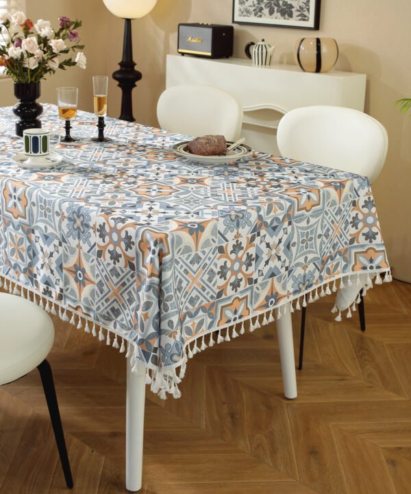 Blue & White Mediterranean Tablecloth