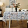 Custom Logo Blue & White Mediterranean Tablecloth - Bulk Order