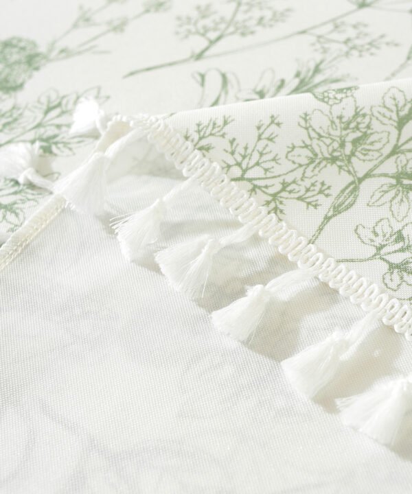 Bulk White Base Green Botanical Tablecloth - 60x84inch for Spas