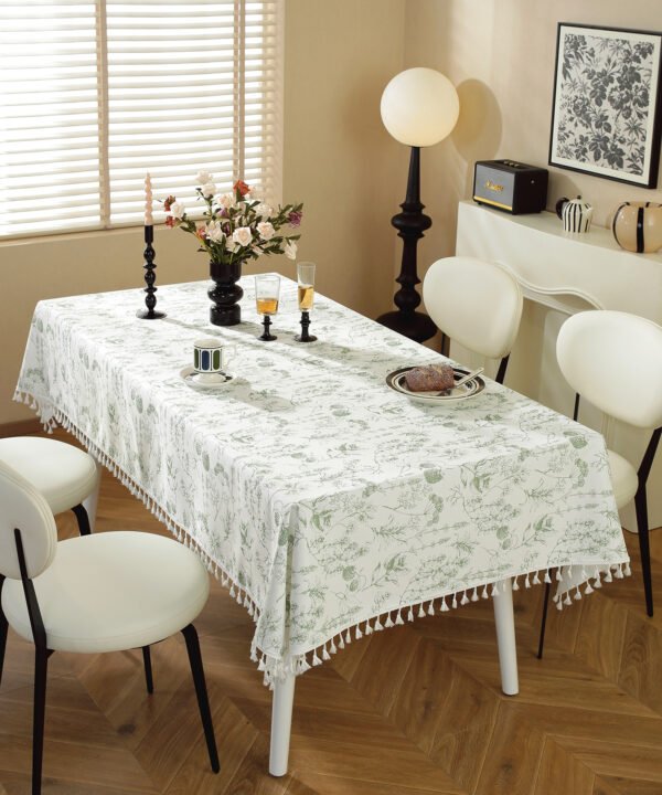 Green Leaf Print Tablecloth