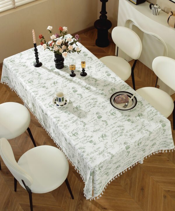 Green Leaf Print Tablecloth