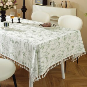 Custom Logo Green Leaf Tablecloth - Bulk Order for Wellness Venues