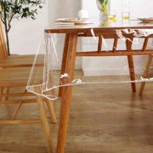 Custom transparent PVC tablecloth with edging for restaurants and events