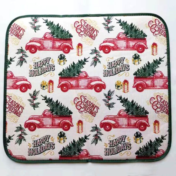 Dark Green Gift Car Foam-Core Dish Drying Mat – Wholesale (3) Dark Green Gift Car Foam-Core Dish Drying Mat – Holiday Absorbent Kitchen Pad