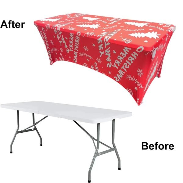 Elastic polyester table cover (1) Elastic polyester table cover with colorful party balloon print – waterproof fitted tablecloth