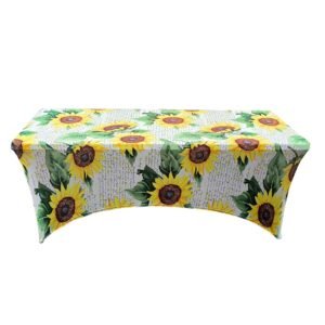 Leaf print polyester elastic table cover – waterproof fitted tablecloth for weddings and hotels