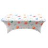 Elastic polyester table cover (7) Elastic polyester table cover with colorful party balloon print – waterproof fitted tablecloth
