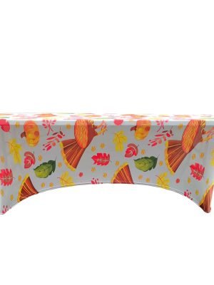 Elastic polyester table cover with colorful party balloon print – waterproof fitted tablecloth