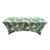 Elastic polyester table cover (9) Leaf print polyester elastic table cover – waterproof fitted tablecloth for weddings and hotels