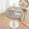 Elastic round polyester dining table cover – waterproof and anti-slip fitted tablecloth