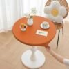 Elastic round polyester dining table cover – waterproof and anti-slip fitted tablecloth