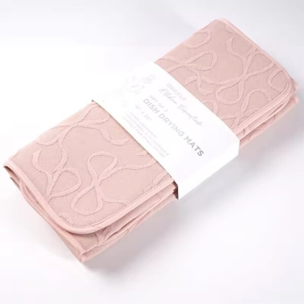 Embossed microfiber dish drying mats with leaf pattern, absorbent kitchen counter pads, wholesale