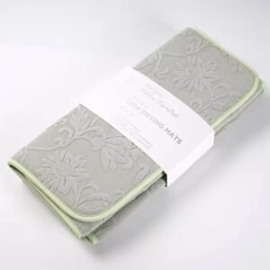 Embossed microfiber dish drying mats with leaf pattern, absorbent kitchen counter pads, wholesale