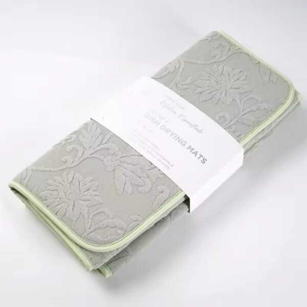Embossed microfiber dish drying mats with leaf pattern, absorbent kitchen counter pads, wholesale