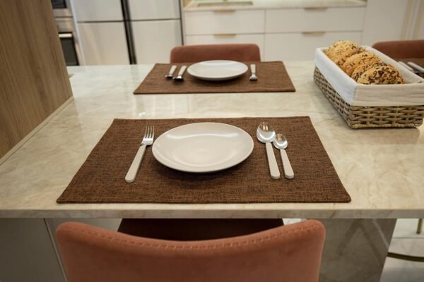 Embroidered Square Linen Placemat 30x45cm Heat-Resistant Bulk
