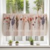 Floral & Chicken Print Linen Café Curtain (1) floral chicken print linen café curtain farmhouse rustic short valance
