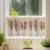 Floral & Chicken Print Linen Café Curtain (4) floral chicken print linen café curtain farmhouse rustic short valance