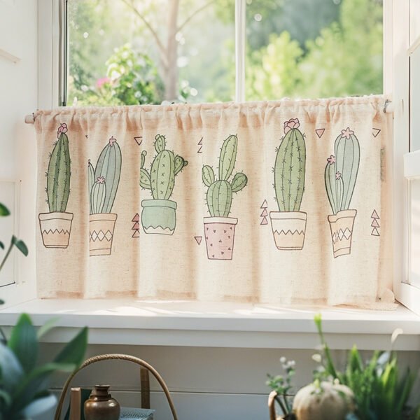 Floral & Chicken Print Linen Café Curtain (6) floral chicken print linen café curtain farmhouse rustic short valance