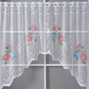floral print lace polyester café curtain sheer farmhouse kitchen valance