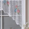 floral print lace polyester café curtain sheer farmhouse kitchen valance