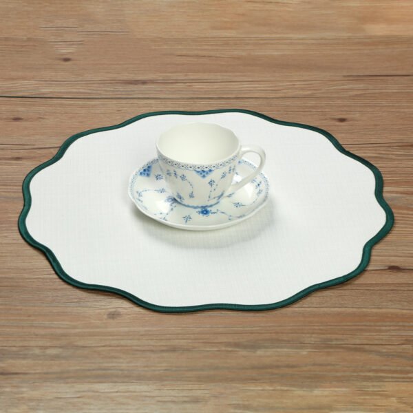 French Style Linen Placemat Round 40cm Contrasting Edge Bulk Wholesale
