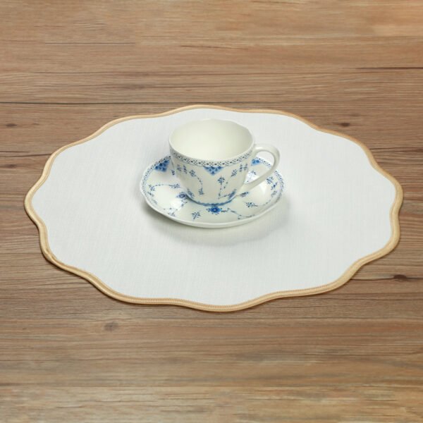 French Style Linen Placemat Round 40cm Contrasting Edge Bulk Wholesale