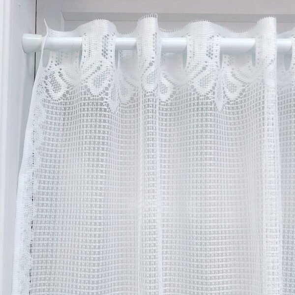 fruit print lace polyester café curtain white sheer rustic farmhouse valance
