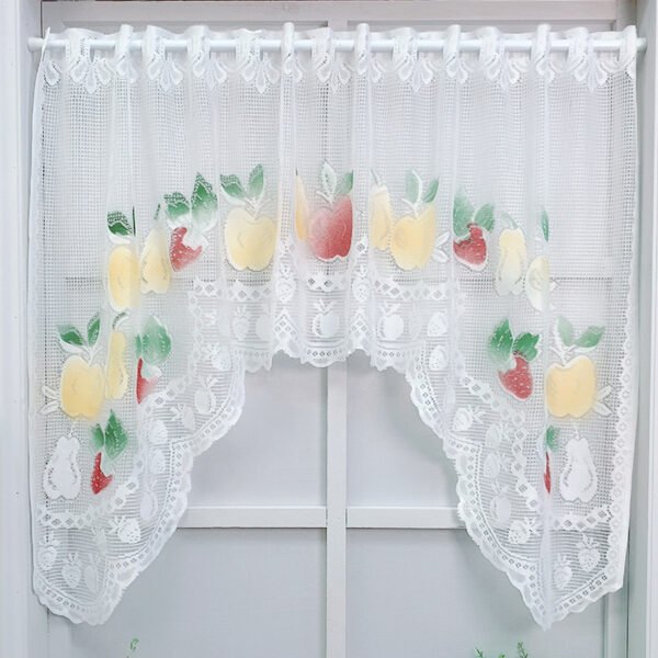 Fruit Wave Lace Polyester Café Curtain (5) fruit lace wave polyester café curtain white sheer kitchen window valance