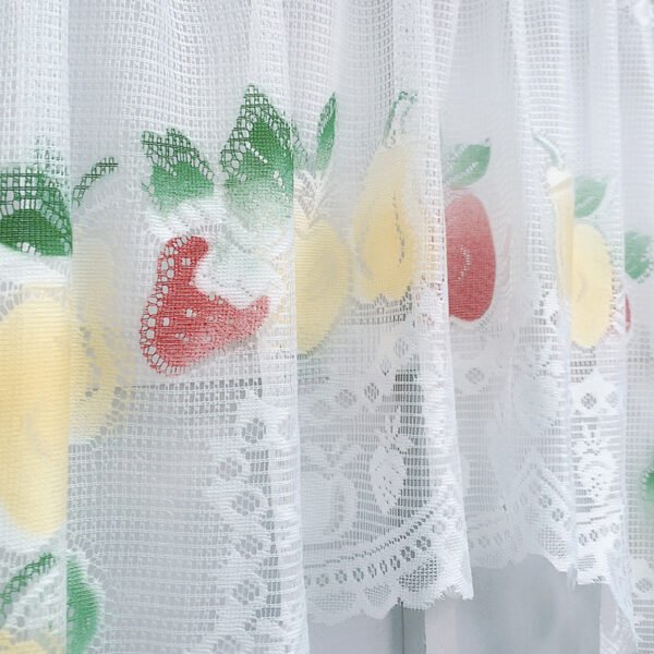 Fruit Wave Lace Polyester Café Curtain (7) fruit lace wave polyester café curtain white sheer kitchen window valance