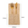 G76F12202 Natural Burlap Utensil Holder Pouches