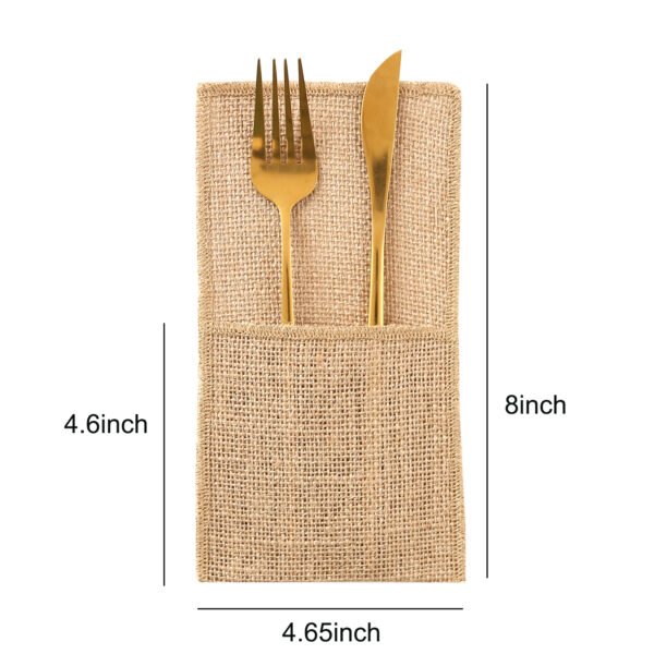 G76F12202 Natural Burlap Utensil Holder Pouches